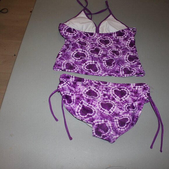 Purple 2 Pcs Justice Tankini Swimsuit Size 14 - Picture 5 of 10